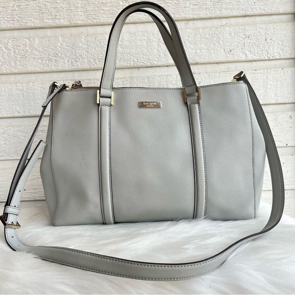 kate spade Handbags - KATE SPADE Grey Saffiano Leather Laptop Tote Satchel